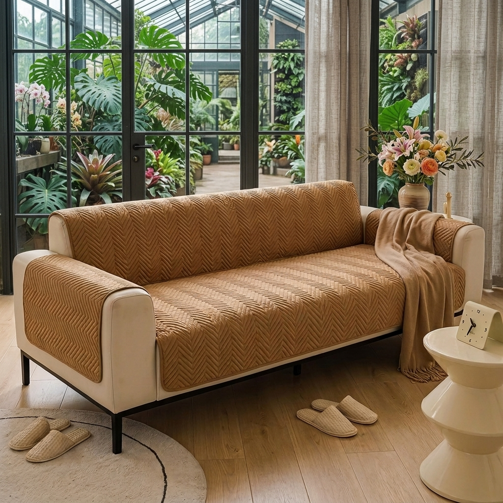 NEW MAT ULTRASONIC SUPER SOFT SOFA COVER ( RUST)