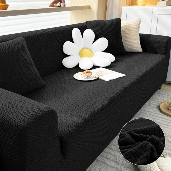 Stripe Jacquard Sofa Cover - Black