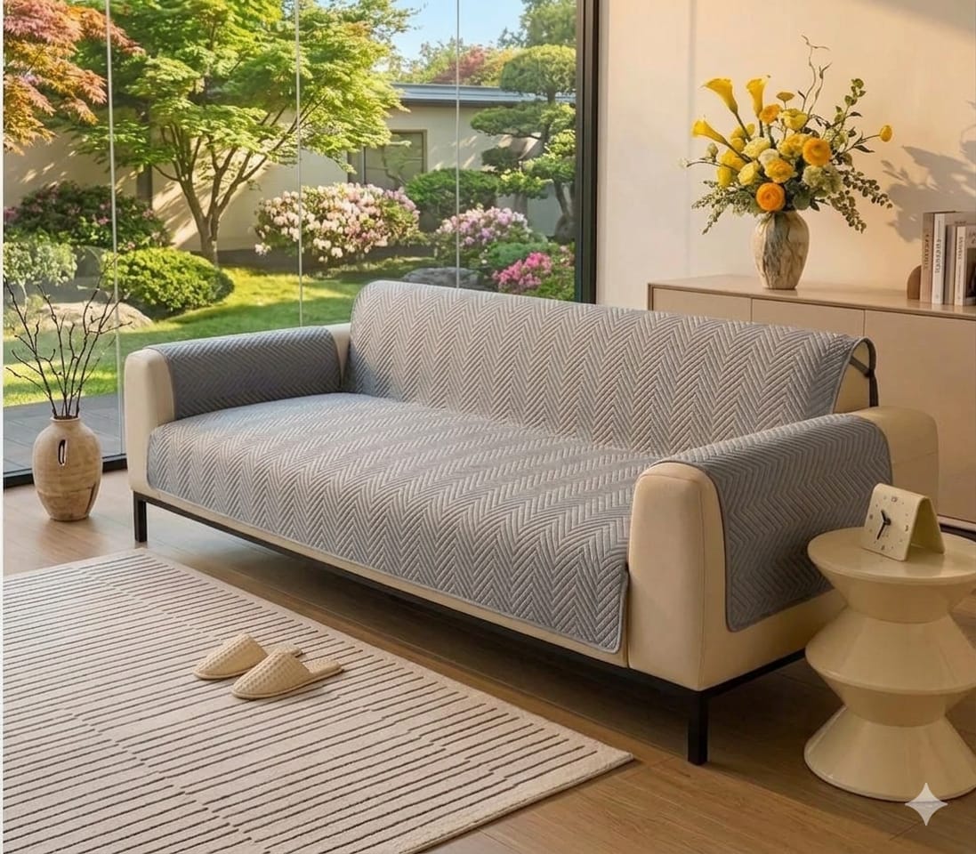 NEW MAT ULTRASONIC SUPER SOFT SOFA COVER (GREY)