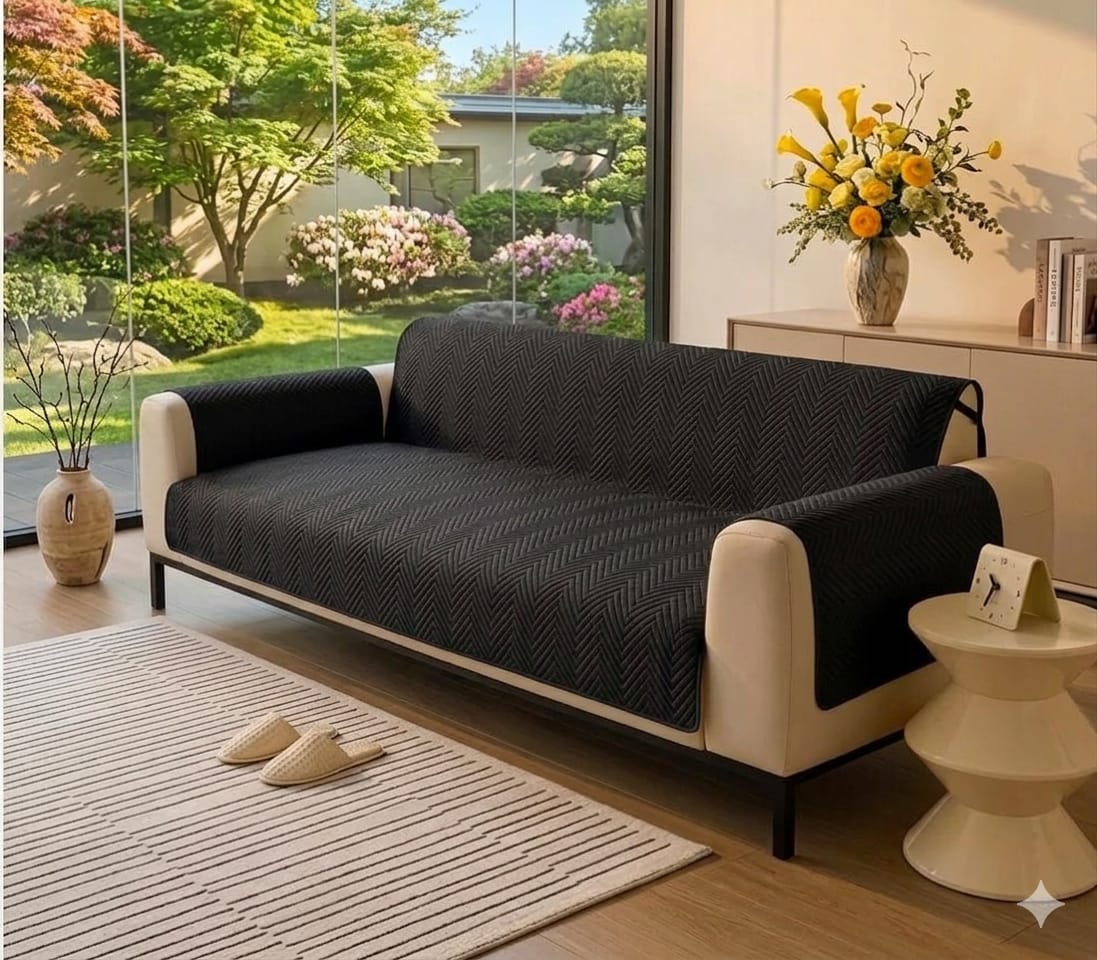NEW MAT ULTRASONIC SUPER SOFT SOFA COVER (BLACK)