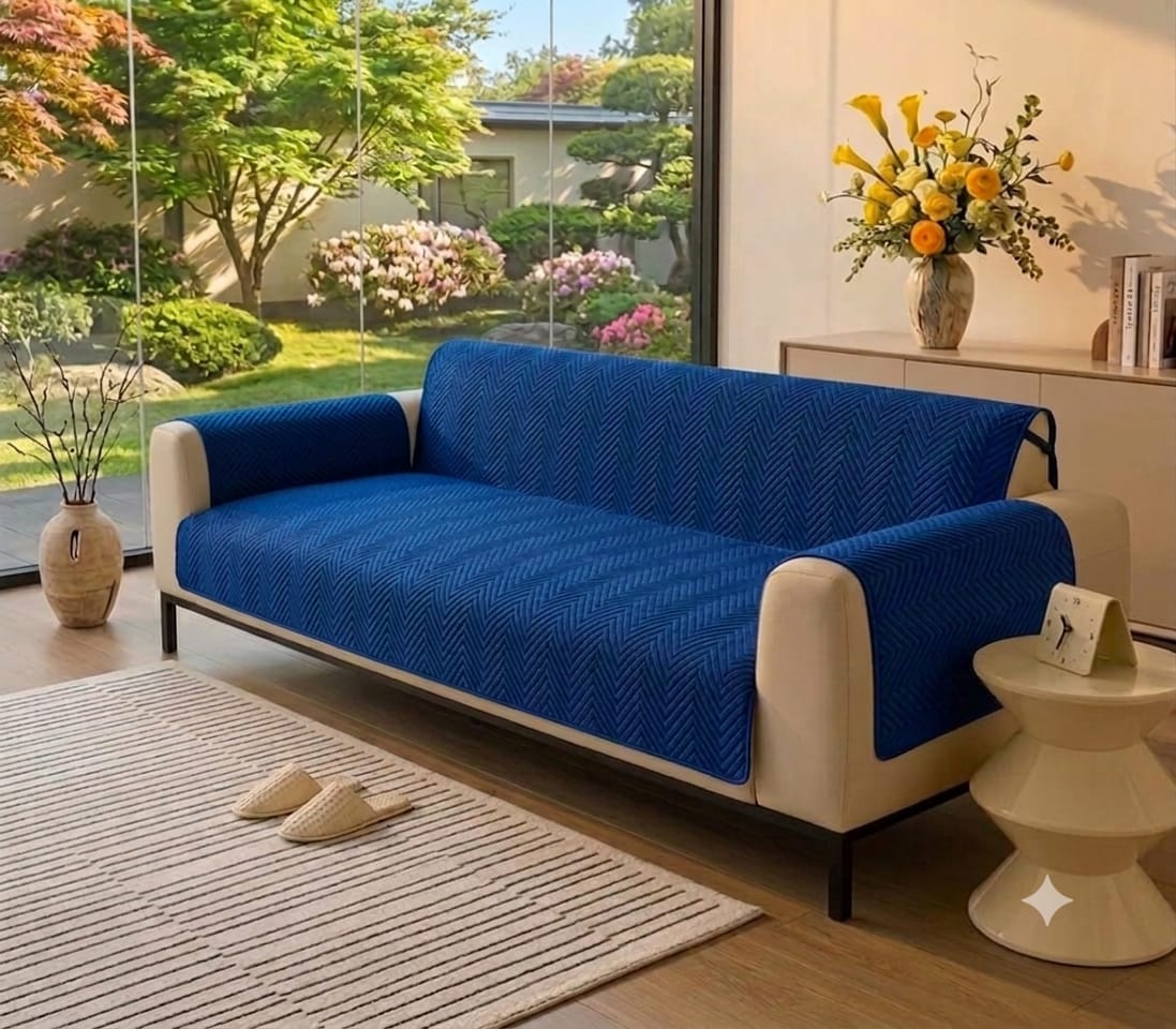 NEW MAT ULTRASONIC SUPER SOFT SOFA COVER (BLUE)