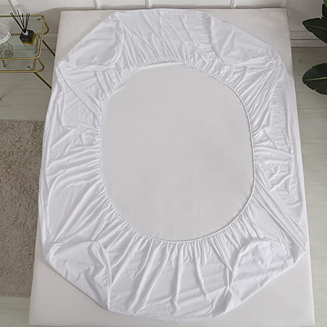 Terry Cotton Waterproof Mattress Protector Navy Blue Fitted Style