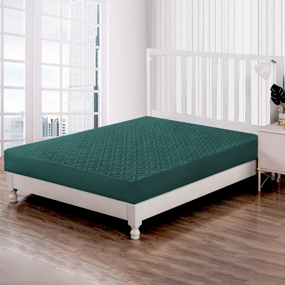 Ultrasonic 100% Waterproof Mattress Cover For Double Bed Fitted Mattress Protector Anti Sleep Bed Sheet (Green)