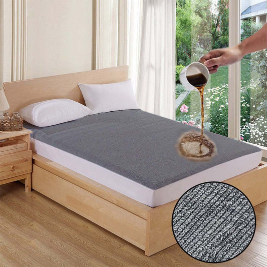 Terry Cotton Waterproof Mattress Protector Grey Color Fitted Style