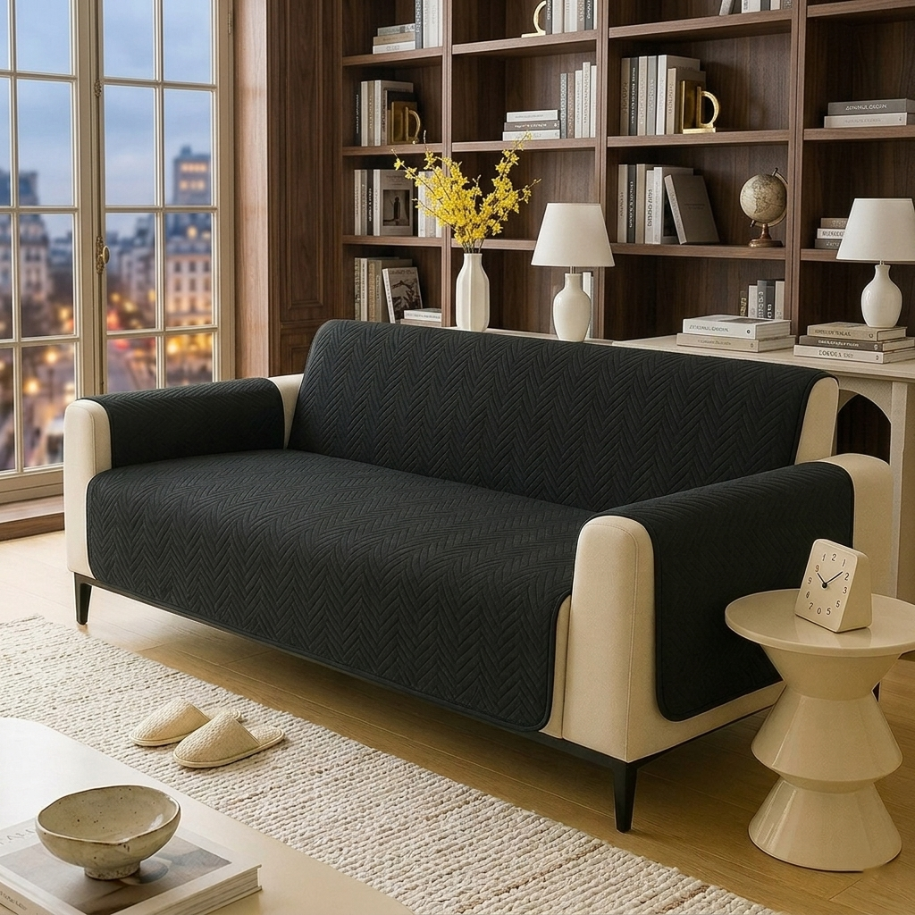 NEW MAT ULTRASONIC SUPER SOFT SOFA COVER (BLACK)