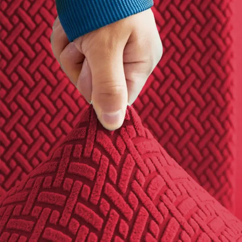 Stripe Jacquard Sofa Cover - Maroon